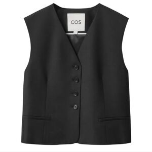 COS Tailored Wool Blend Vest In Blqck Size 2